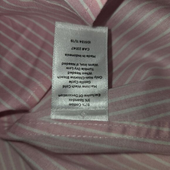 Talbots Plus Petite 18WP Non-Iron Pink & White Striped Button-Down Shirt 4206 - Picture 3 of 6